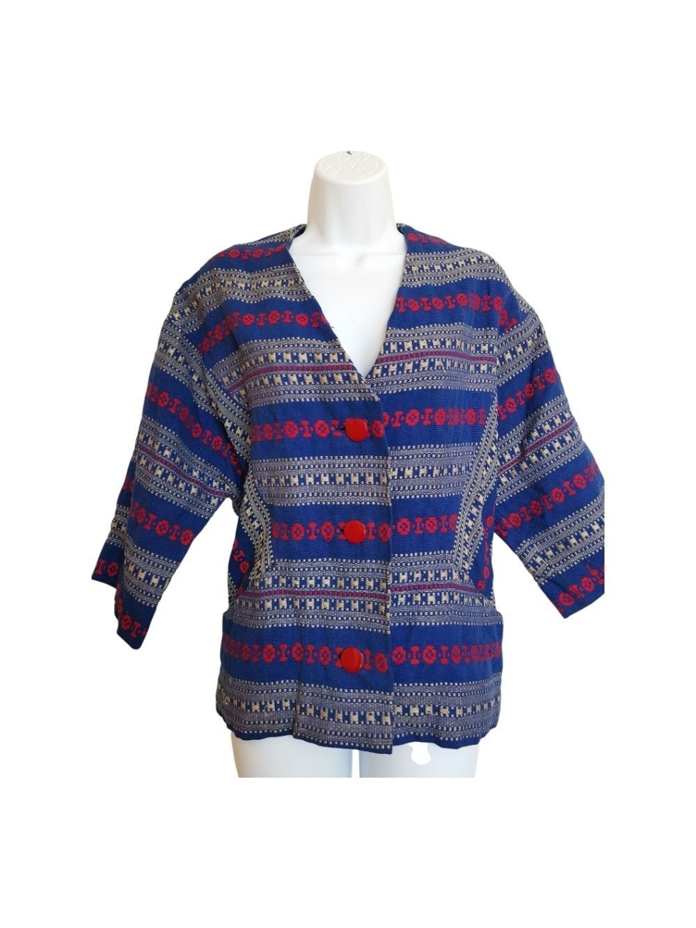 Vintage 60s oversized blazer jacket Blue Red